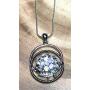 My Prime Gifts Interchangeable Snap Jewelry Double Halo Necklace 24'' + 3'' Extender Holds 18-20mm