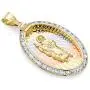 14k Tri Color Gold CZ San Judas Medal Charm Pendant (Size : 25 x 14 mm)