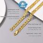 PROSTEEL 316L Stainless Steel Figaro Chain Necklace for Men/Women, Black/18K Real Gold Plated, 4mm to 13mm, 14inch to 30inch, Come Gift Box