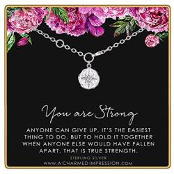 You are Strong • Warrior Bracelet • Survivor Gift • Sterling Silver Diamond Starburst Charm Bracelet • Strength • Encouragement • Cancer • Recovery • Depression • Abuse • Inspirational Gift for Women