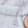 WMBDL Harry Potter Silver Deathly Hallows Necklace Set Golden Snitch Necklaces for Harry Potter Fans Gifts Collection or Decorations Magical Cosplay Costume Jewelry Accessories,18'' Chain (Silver)