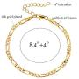 kelistom Gold Anklet for Women Men, 18K Gold Plated Figaro/Two Layer Beaded Chain Ankle Bracelets for Women with Extension