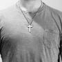 Linda Roberts Jewelry Christian Cross Pendant Necklace with Chain Mens Womens Stainless Steel Simple Style