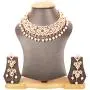 Touchstone Indian Bollywood Gorgeous Intricate Workmanship Mughal White Colorful Rhinestone Crystal Wedding Designer Jewelry Choker Necklace Set in Gold and Silver Tone for Women.