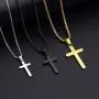 M MOOHAM Cross Necklace for Men - Stainless Steel Silver Gold Black Plain Cross Pendant Necklace Simple Jewelry Gifts, 16-24 Inches Chain