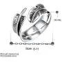 Gracefair Fashion Punk Stainless Steel Feather Ring Vintage Statement Leaf Ring Wing cast for Women Men Size 7-11