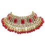 Aheli Brdal Kundan Faux Pearl Choker Necklace with Earrings Maang Tikka for Women Girls Indian Traditional Jewelry Set
