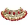 Aheli Brdal Kundan Faux Pearl Choker Necklace with Earrings Maang Tikka for Women Girls Indian Traditional Jewelry Set