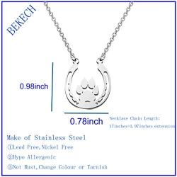 BEKECH Pet Lovers Gift Paw Horseshoe Pendent Necklace Dog Paw Good Luck Charm Horse Shoe Charm Jewelry Gift for Women Girls Dog Owner Pet Sitter