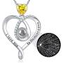 Sterling Silver I Love You Necklace 100 Languages Emerald Ruby Peridot Blue Sapphire Citrine Blue Opal Necklace for Her Birthday Gifts