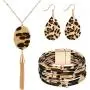 Hicarer 3 Pieces Leopard Jewelry Set Leopard Leather Bracelet Dangle Earring Necklace for Women Hicarer 3 Pieces Leopard Jewelry Set Leopard Leather Bracelet Dangle Earring Necklace for Women