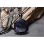 Reizteko Black Obsidian/Blue Sandstone Star of David Pendant Hexagram Amulet Gemstone Stainless Steel Titanium Necklace Jewish Religious Jewelry (Blue Sandstone)