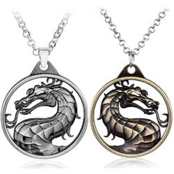 Dragon Necklace for Men, Retro Dragon Totem Pendant Necklace with 19.7” Chain, Gothic Dragon Amulet Necklace, Viking Dragon Signet Pendant, Punk Animal Dragon Jewelry Gift for Men Boys