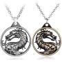 Dragon Necklace for Men, Retro Dragon Totem Pendant Necklace with 19.7” Chain, Gothic Dragon Amulet Necklace, Viking Dragon Signet Pendant, Punk Animal Dragon Jewelry Gift for Men Boys