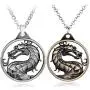 Dragon Necklace for Men, Retro Dragon Totem Pendant Necklace with 19.7” Chain, Gothic Dragon Amulet Necklace, Viking Dragon Signet Pendant, Punk Animal Dragon Jewelry Gift for Men Boys