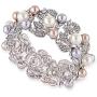 Fashion Statement Pearl Bangle Bracelet for Women, Silver Plating Chunky Bangle Wedding Party Prom Jewelry Cuff Bangle