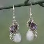 NOVICA Multi-Gem Rainbow Moonstone .925 Sterling Silver Dangle Earrings, Two Teardrops NOVICA Multi-Gem Rainbow Moonstone .925 Sterling Silver Dangle Earrings, Two Teardrops