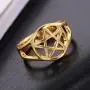 TEAMER Wiccan Pentacle Star Ring Witchcraft Pagan Gold Ring Size 9.5
