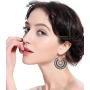 Florideco 12 Pair Vintage Bohemian Drop Dangle Earring Mandala Flower Gypsy Earring Hollow Water Drop Heart Shaped Boho Earring for Women