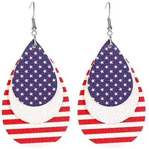 American Flag Leather Earrings Teardrop Dangle Drop Leaf Earrings Big Lightweight Faux Leather Handmade Earrings Glitter Fashion Jewelry American Flag Leather Earrings Teardrop Dangle Drop Leaf Earrings Big Lightweight Faux Leather Handmade Earrings Glitter Fashion Jewelry
