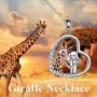 ONEFINITY Giraffe Necklace with Girl 925 Sterling Silver Heart Pendant Jewelry Keep Me in Your Heart Gifts for Women Girlfriend