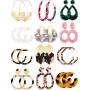 Totally 12 Pairs Acrylic Earrings Bohemian Statement Earrings Mottled Resin Geometric Drop Dangle Ear Jewelry for Women Girls