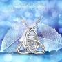 EUDORA Sterling Silver Irish Celtic Knot Triangle Necklace Vintage 925 Women Jewelry, 18'',Gift for Her