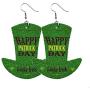 6 Pairs Funny Green Hat Faux Leather Earrings Irish Shamrock Dangle Earrings Green Clover Lightweight Earrings Set for Women Girls St. Patricks Day Party Jewelry Gift