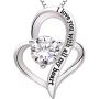 ALOV Jewelry Sterling Silver I Love You with All My Heart Love Heart Cubic Zirconia Necklace