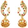 Touchstone Indian Bollywood Desire Traditional Indian Floral Motif Pear Shape Rhinestones Designer Jewelry Chandelier Earrings In Antique Gold Tone For Women.