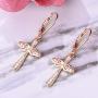 YL Cross Earrings 925 Sterling Silver Infinity Leverback Earrings Cross Dangle Drop Religious Jewelry Christian Baptism Gift