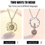 VAttract I Love You Projection Necklace 100 Languages Round Pendant with Meaning The Memory of Your Love Jewelry Couples Necklaces Gift for Women Mom or Girlfriends