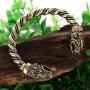 Viking Wolf Bracelet Fenrir Wolf Bracelet Bangle Twisted Wire Pagan Bracelet Bag Package (antique silver)