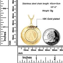 Locket Necklace That Holds Pictures Alphabet Initial Letter Round Lockets 18K Gold Plated Photo Memory Locket Necklaces