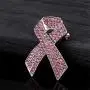 Breast Cancer Awareness Brooch Pin for Women Rhinestone Zirconia AIDS Hope Pink Ribbon Lapel Pin Brooches Girls Christmas Jewelry