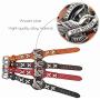Gloalwin Jewellery Leather Bracelet for Men Genuine Leather Cuff Stainless Steel Adjustable Unisex Wristband (Red)