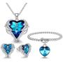 CDE Angel Wing Jewelry Set 4 Pieces Heart Pendant Necklace Stud Earrings and Bracelets Christmas Jewelry Gifts for Women