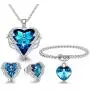 CDE Angel Wing Jewelry Set 4 Pieces Heart Pendant Necklace Stud Earrings and Bracelets Christmas Jewelry Gifts for Women CDE Angel Wing Jewelry Set 4 Pieces Heart Pendant Necklace Stud Earrings and Bracelets Christmas Jewelry Gifts for Women