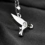 NEW Hummingbird Cremation Jewelry Love Bird URN Necklace Memorial Keepsake Pendant，Carved Locket Stainless Steel Keepsake Waterproof Memorial Pendant for Love,With Tool