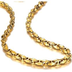 Unique Astro Snake 22 Inches Mens Tungsten Golden Toned Link Necklace Chain (Heavy, Solid)