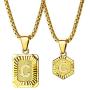 Sodio 24K Gold Initial Necklaces for Men 2 pcs Set - Gold Coin Necklace with Initial from A to Z- Men and Women Pendant Initial Necklaces Jewelry
