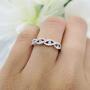 Dazzlingrock Collection 10K Gold Round Aquamarine & White Diamond Bridal Stackable Anniversary Wedding Band Swirl Ring