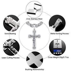 WESTMIAJW Mens Stainless Steel Silver Gold Jesus Cross Pendant Necklace Chain Bracelet Set Jewelry 45/50/55/60/65/70/75cm