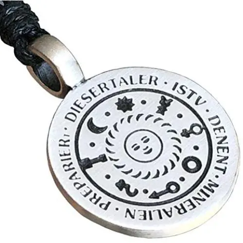 Germanic Magic Jewelry Talisman of the Sun and 7 Planets brings health wealth happiness love to the wearer Pewter Mens Pendant Necklace Good luck Charm Protection Amulet for men Black Adjustable Cord
