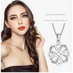 GDDX 925 Sterling Silver Good Luck Polished Celtic Knot Cross Pendant Necklace for Womens