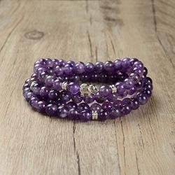 Self-Discovery 108 Japa Mala Beads Elephant Charm Bracelet or Long Necklace for Men Women or Girls