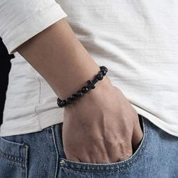 SOFTONES 8MM Lava Rock Aromatherapy Anxiety Essential Oil Diffuser Black and White Intervals Beads Bracelet for Men Women, Friendship Couples Bracelets Gifts