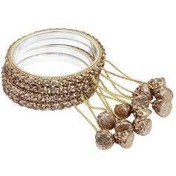Ratna creation Sanara Designer Indian Bollywood Style Hanging Lac Bangles Bracelets Wedding Sparkling Latken 4 Pc Multi Color Churi Bangle Set Jewelry