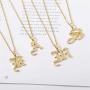 Elefezar Old English Initial Necklace with Cubic Zirconia Inlaid 18K Gold Plated 26 Letters Pendant Chain Jewelry