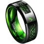 TUNGSTORY 8mm Black Celtic Dragon Tungsten Carbide Wedding Ring with Green Carbon Fiber and CZ Inlay Polished Finish Beveled Edge Size 6-15 TUNGSTORY 8mm Black Celtic Dragon Tungsten Carbide Wedding Ring with Green Carbon Fiber and CZ Inlay Polished Finish Beveled Edge Size 6-15